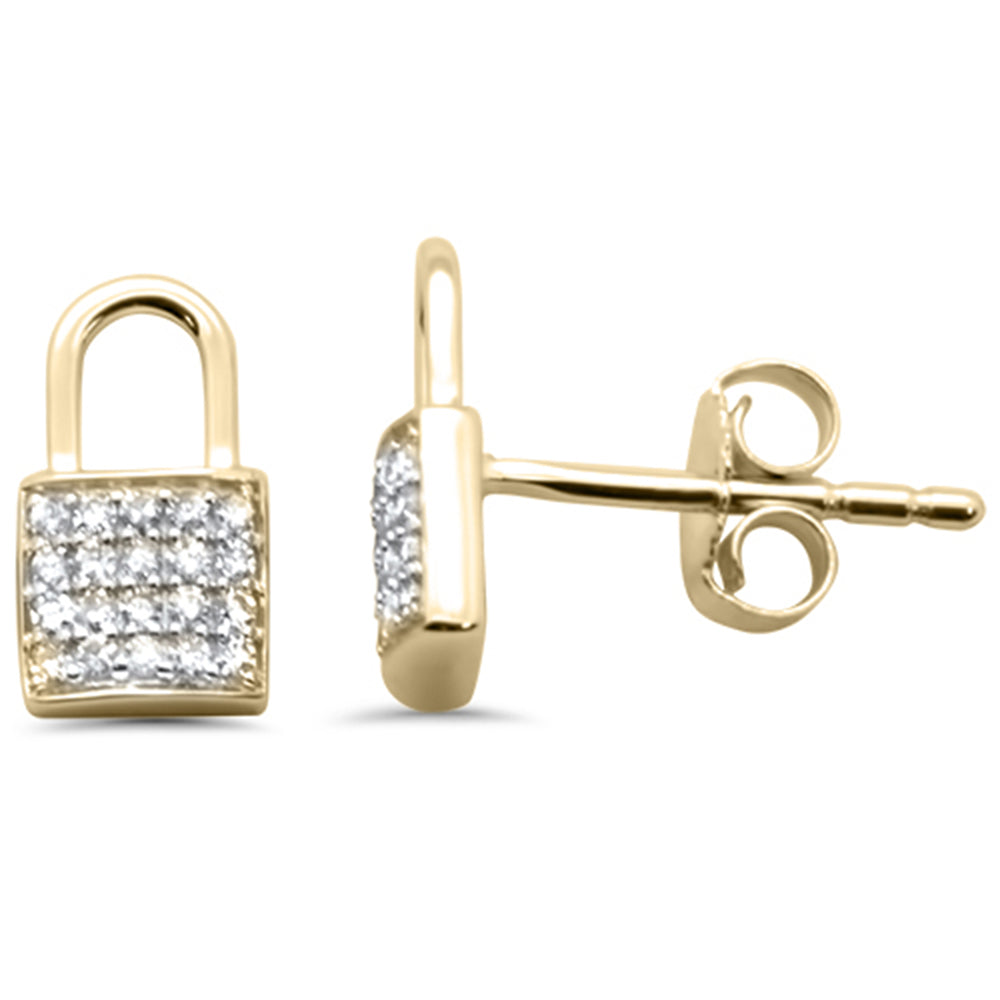 DIAMOND CLOSEOUT! .16ct G SI 14K Yellow Gold Diamond Padlock Shaped Earring