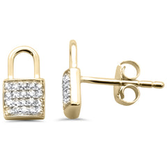 DIAMOND CLOSEOUT! .16ct G SI 14K Yellow Gold Diamond Padlock Shaped Earring