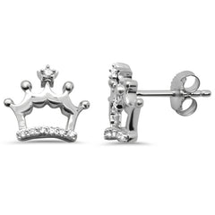 DIAMOND CLOSEOUT! .08ct G SI 14K White Gold Diamond Crown Shaped Earring