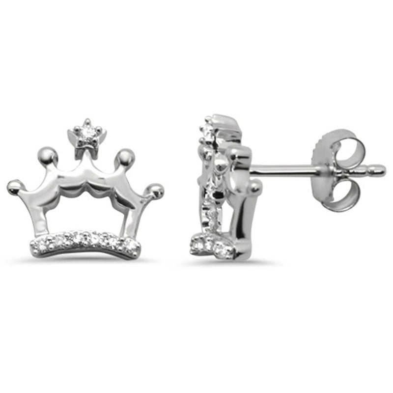 DIAMOND CLOSEOUT! .08ct G SI 14K White Gold Diamond Crown Shaped Earring