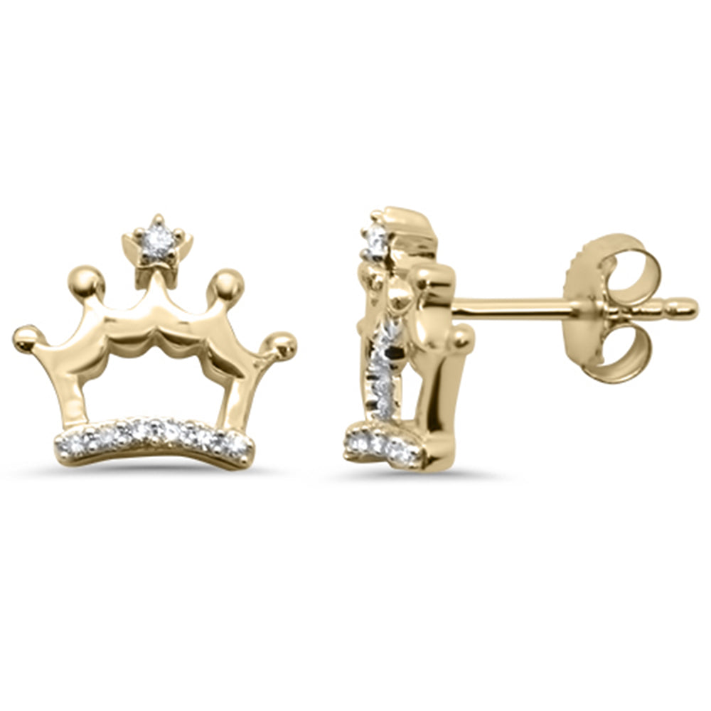 DIAMOND CLOSEOUT!  .08ct G SI 14K Yellow Gold Diamond Crown Shaped Earring