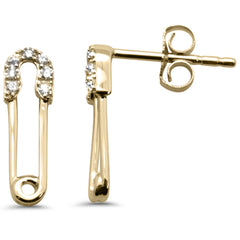 DIAMOND CLOSEOUT! .09ct G SI 14K Yellow Gold Diamond Safety Pin Earrings