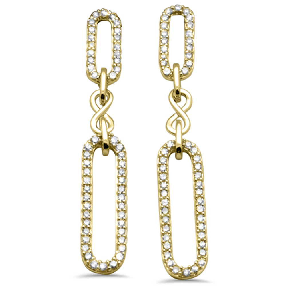 DIAMOND CLOSEOUT!  .50ct G SI 14K Yellow Gold Round Diamond Paperclip Infinity Dangling Earrings