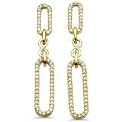 DIAMOND CLOSEOUT!  .50ct G SI 14K Yellow Gold Round Diamond Paperclip Infinity Dangling Earrings