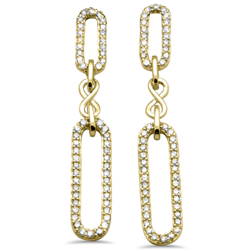 DIAMOND CLOSEOUT!  .50ct G SI 14K Yellow Gold Round Diamond Paperclip Infinity Dangling Earrings