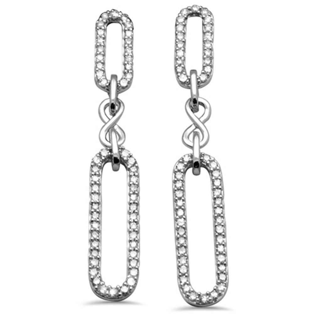 DIAMOND CLOSEOUT! .50ct G SI 14K White Gold Diamond Paperclip Infinity Dangling Earrings