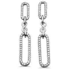 DIAMOND CLOSEOUT! .50ct G SI 14K White Gold Diamond Paperclip Infinity Dangling Earrings