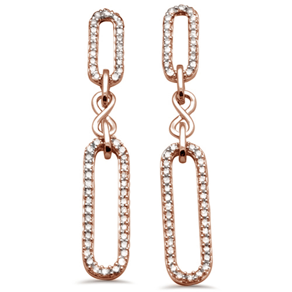 DIAMOND CLOSEOUT!  .47ct G SI 14K Rose Gold Diamond Paperclip Infinity Dangling Earrings