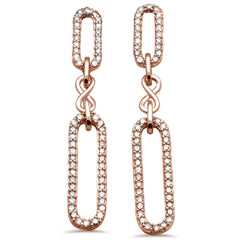 DIAMOND CLOSEOUT!  .47ct G SI 14K Rose Gold Diamond Paperclip Infinity Dangling Earrings