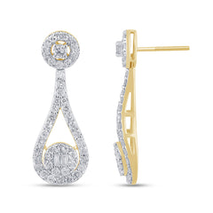 DIAMOND CLOSEOUT! 1.97ct G SI 14K Yellow Gold Teardrop Shaped Round Diamond Earrings