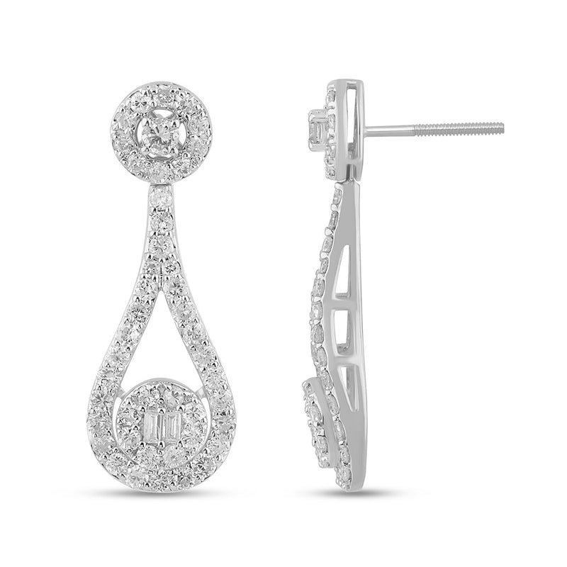 DIAMOND CLOSEOUT! 2.01ct G SI 14K White Gold Teardrop Shaped Round Diamond Earrings