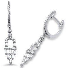 DIAMOND CLOSEOUT! .50ct G SI 14K White Gold Round & Baguette Diamond Dangling Drop Earrings