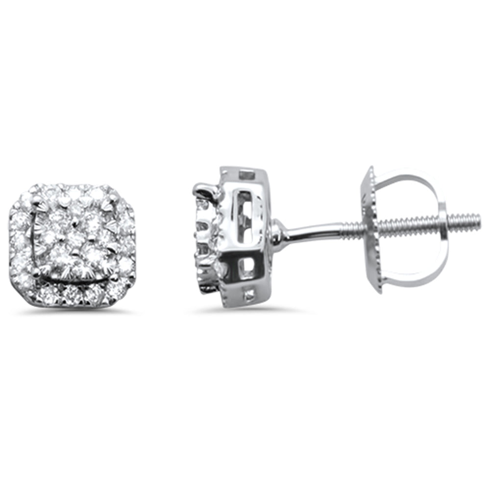 DIAMOND CLOSEOUT! .27ct G SI 14K White Gold Square Shape Round Diamond Stud Earrings