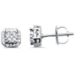 DIAMOND CLOSEOUT! .27ct G SI 14K White Gold Square Shape Round Diamond Stud Earrings