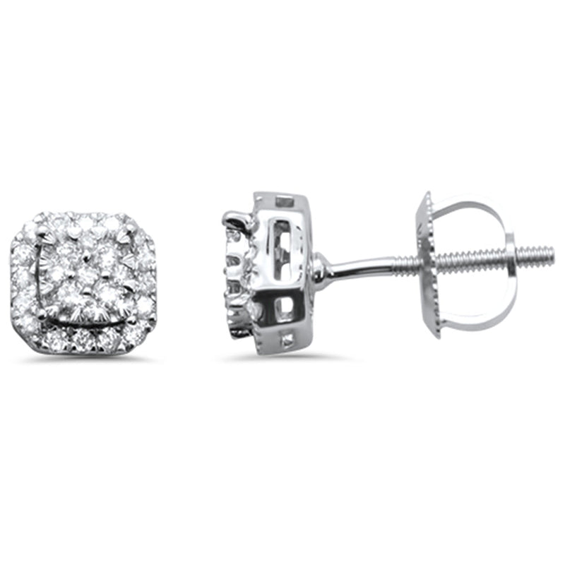 DIAMOND CLOSEOUT! .27ct G SI 14K White Gold Square Shape Round Diamond Stud Earrings
