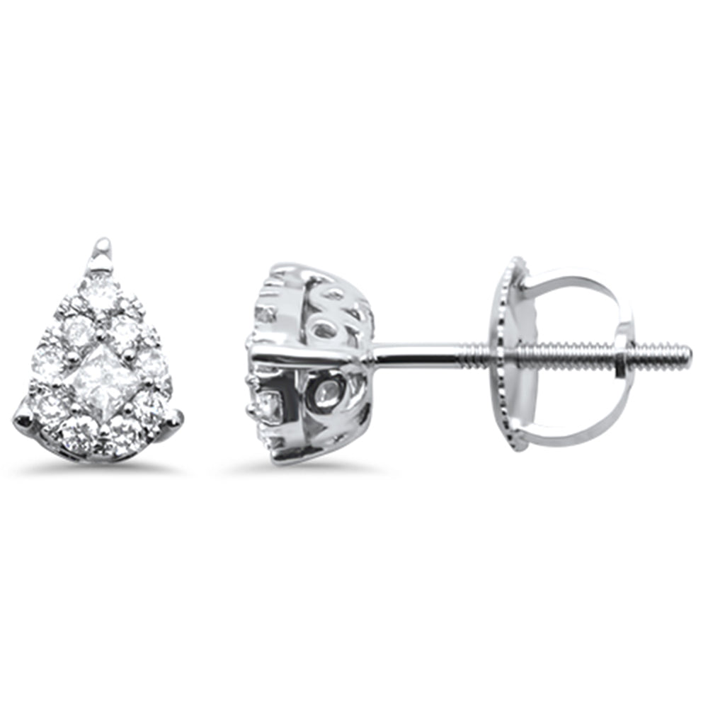 DIAMOND CLOSEOUT! .28ct G SI 14K White Gold Round Diamond Pear Shaped Diamond Stud Earrings