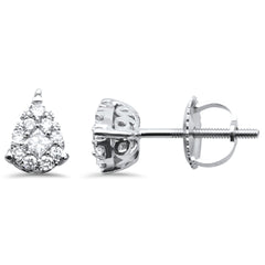DIAMOND CLOSEOUT! .28ct G SI 14K White Gold Round Diamond Pear Shaped Diamond Stud Earrings