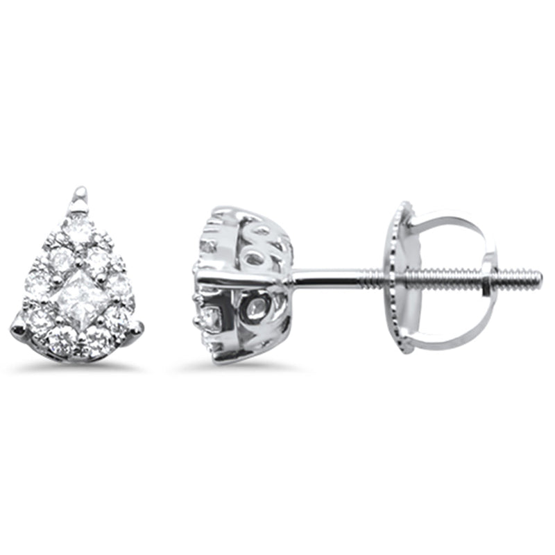 DIAMOND CLOSEOUT! .28ct G SI 14K White Gold Round Diamond Pear Shaped Diamond Stud Earrings