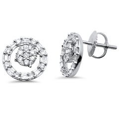DIAMOND CLOSEOUT! .55ct G SI 14K White Gold Round & Baguette Diamond Circle Earrings