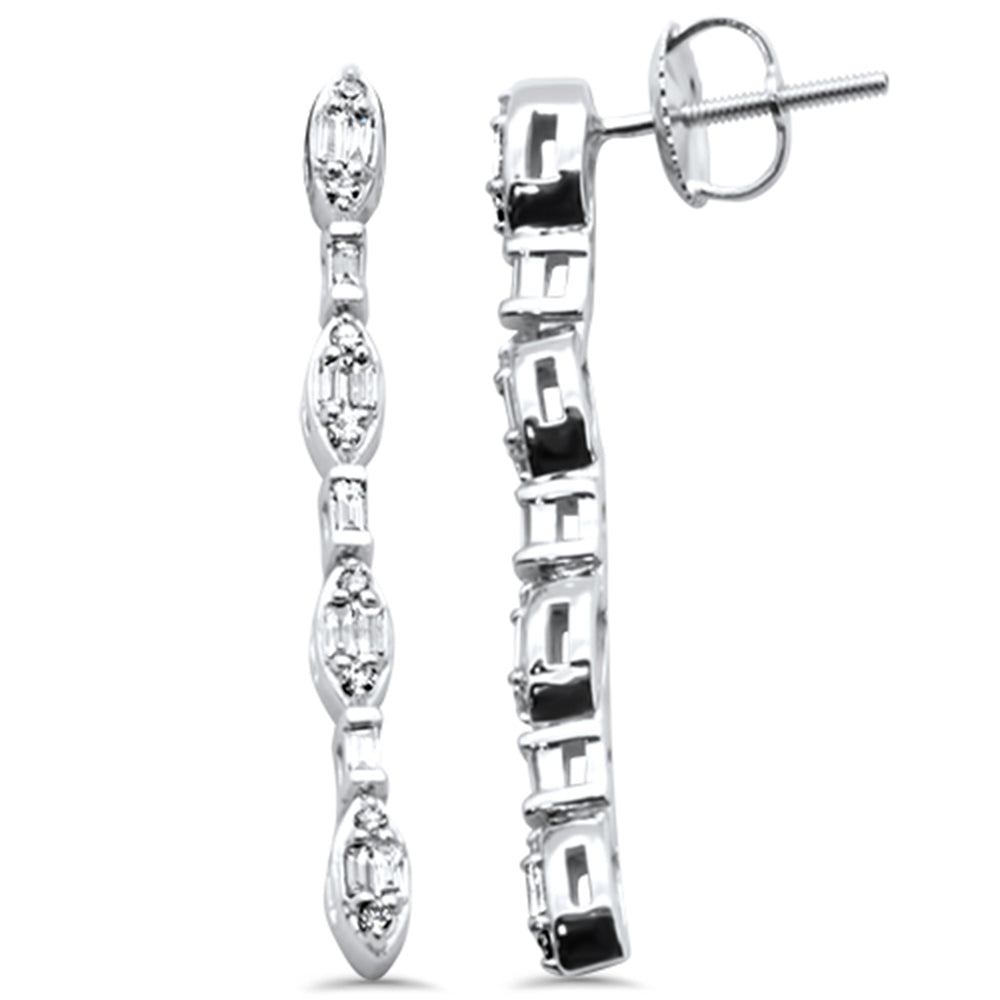 DIAMOND CLOSEOUT! .35ct G SI 14K White Gold Round & Baguette Diamond Drop Earrings