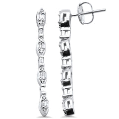 DIAMOND CLOSEOUT! .35ct G SI 14K White Gold Round & Baguette Diamond Drop Earrings
