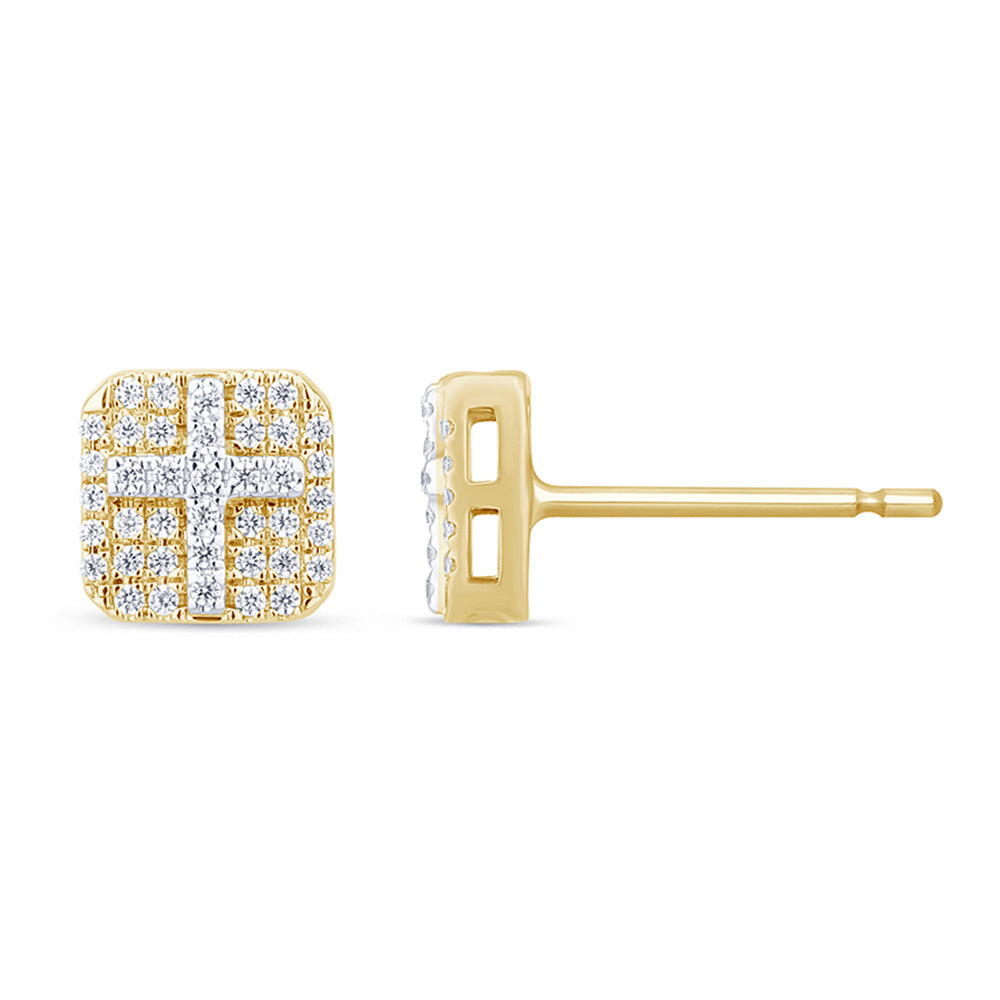 DIAMOND CLOSEOUT! .20ct G SI 14K Yellow Gold Diamond Cross Earrings