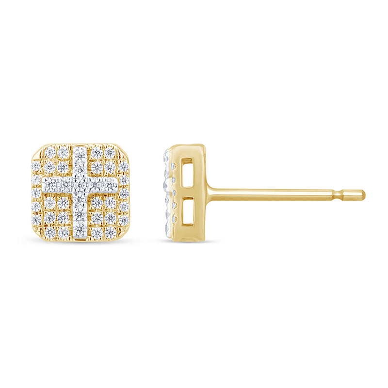DIAMOND CLOSEOUT! .20ct G SI 14K Yellow Gold Diamond Cross Earrings