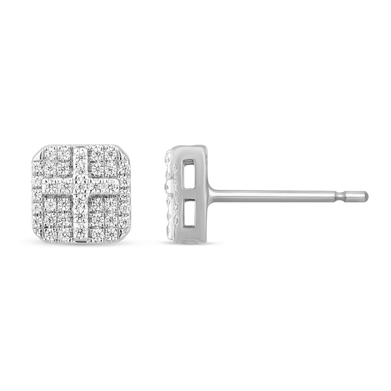 DIAMOND CLOSEOUT! .22ct G SI 14K White Gold Diamond Cross Earrings