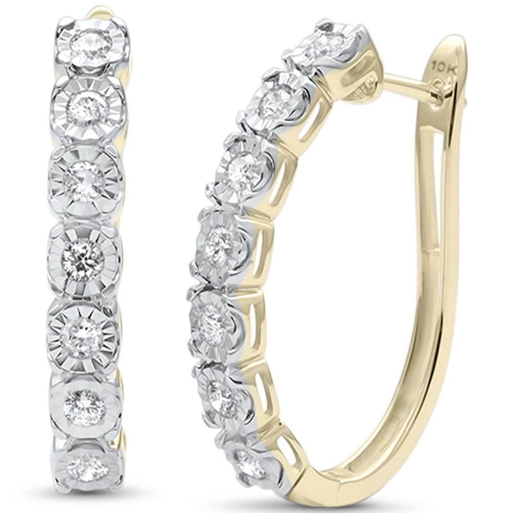 DIAMOND CLOSEOUT! 1.05ct G SI 10K Yellow Gold Diamond Hoop Huggie Lever Back Earrings