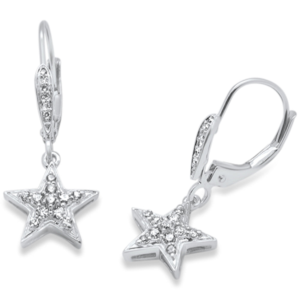 DIAMOND CLOSEOUT! .25ct G SI 14K White Gold Diamond Star Dangle Drop Lever Back Earrings