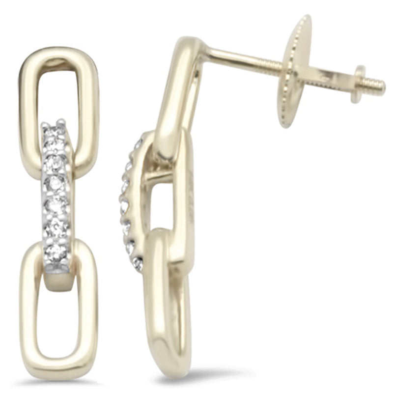 DIAMOND CLOSEOUT! .10ct G SI 14K Yellow Gold Diamond Paperclip Style Earrings