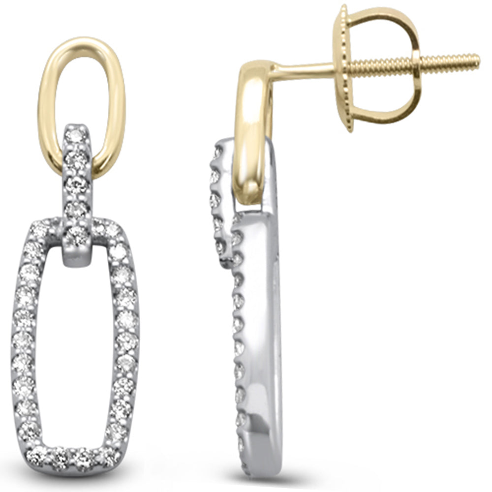DIAMOND CLOSEOUT! .26ct G SI 14K Two Tone Gold Diamond Paperclip Style Earring