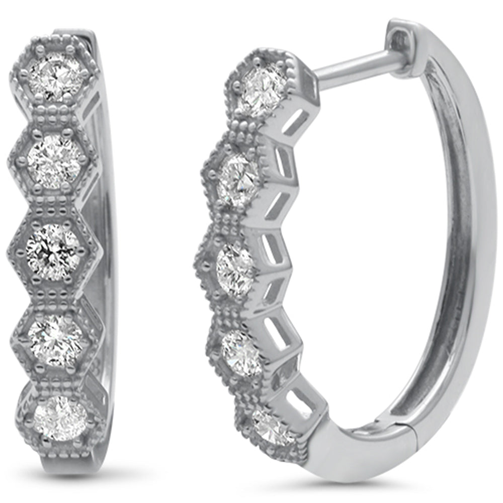 DIAMOND CLOSEOUT! .50ct G SI 14K White Gold 5 Stones Diamond Hoop Earrings