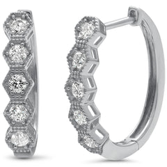 DIAMOND CLOSEOUT! .50ct G SI 14K White Gold 5 Stones Diamond Hoop Earrings