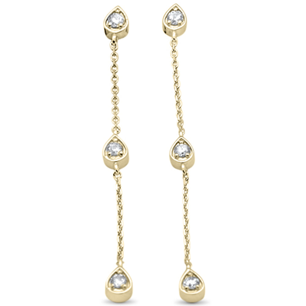 DIAMOND CLOSEOUT! .24ct G SI 14K Yellow Gold Diamond Pear Shaped Drop Dangle Earrings