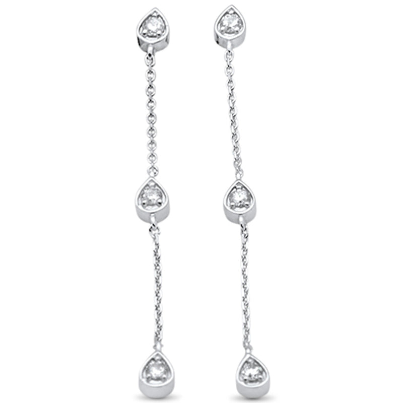 DIAMOND CLOSEOUT! .24ct G SI 14K White Gold Diamond Pear Shaped Drop Dangle Earrings