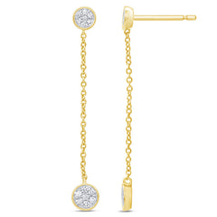 DIAMOND CLOSEOUT!  .15ct G SI 14K Yellow Gold Diamond Round Shaped Drop Dangle Earrings