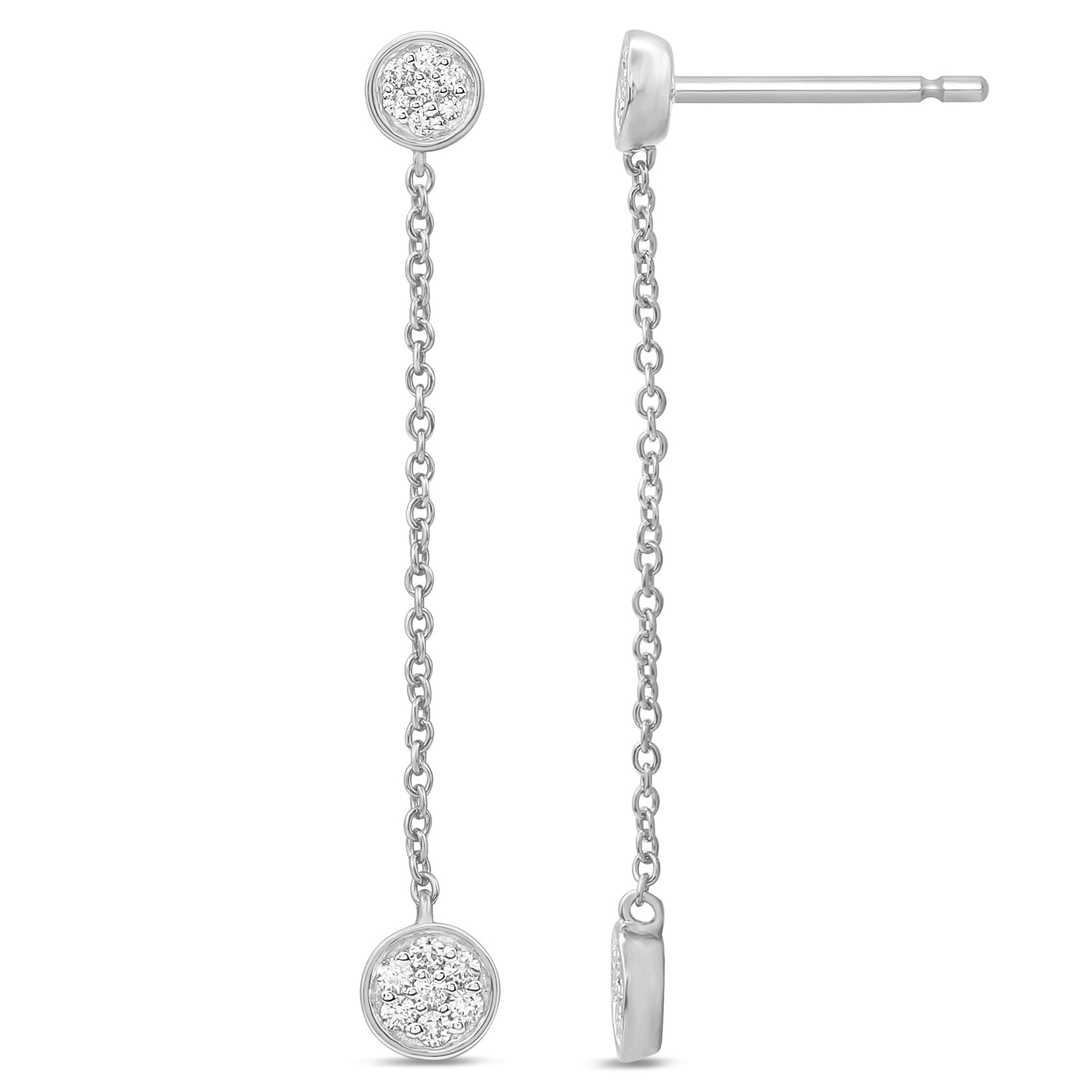 DIAMOND CLOSEOUT! .15ct G SI 14K White Gold Diamond Round Shaped Drop Dangle Earrings