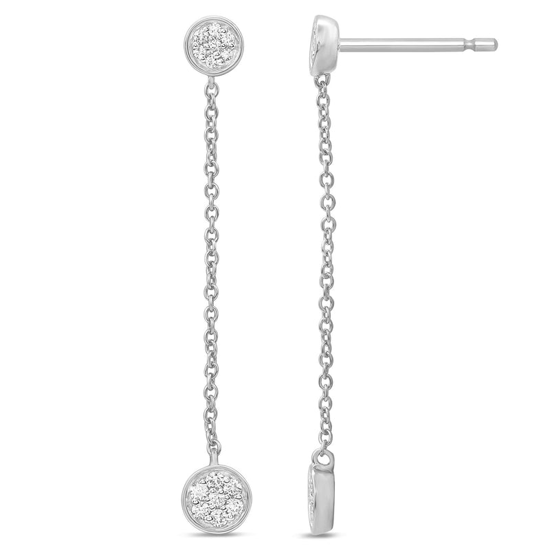 DIAMOND CLOSEOUT! .15ct G SI 14K White Gold Diamond Round Shaped Drop Dangle Earrings