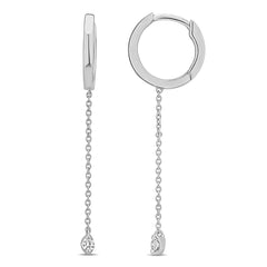 DIAMOND CLOSEOUT! .08ct G SI 14K White Gold Diamond Hoop Style Drop Dangle Earrings
