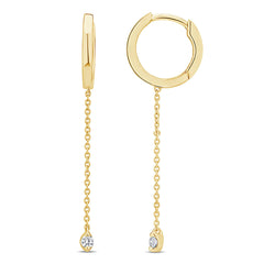 DIAMOND CLOSEOUT! .08ct G SI 14K Yellow Gold Diamond Hoop Style Drop Dangle Earrings