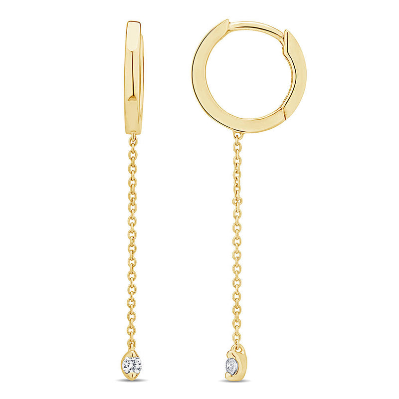 DIAMOND CLOSEOUT! .08ct G SI 14K Yellow Gold Diamond Hoop Style Drop Dangle Earrings