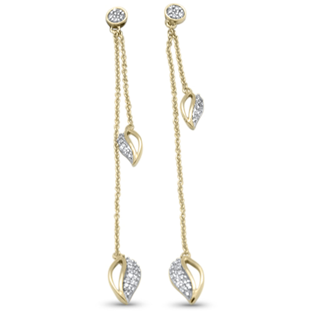 DIAMOND CLOSEOUT! .20ct G SI 14K Yellow Gold Diamond Leaf Drop Dangle Earrings
