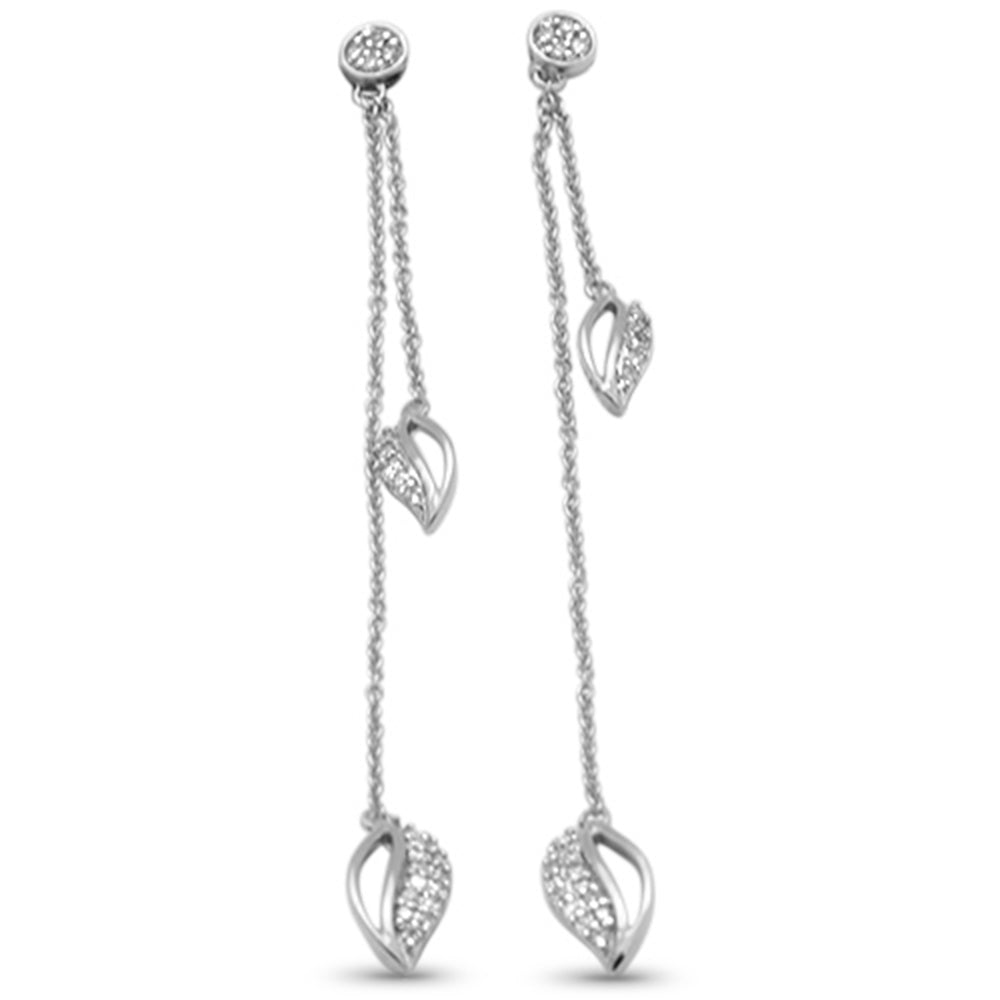 DIAMOND CLOSEOUT! .21ct G SI 14K White Gold Diamond Leaf Drop Dangle Earrings