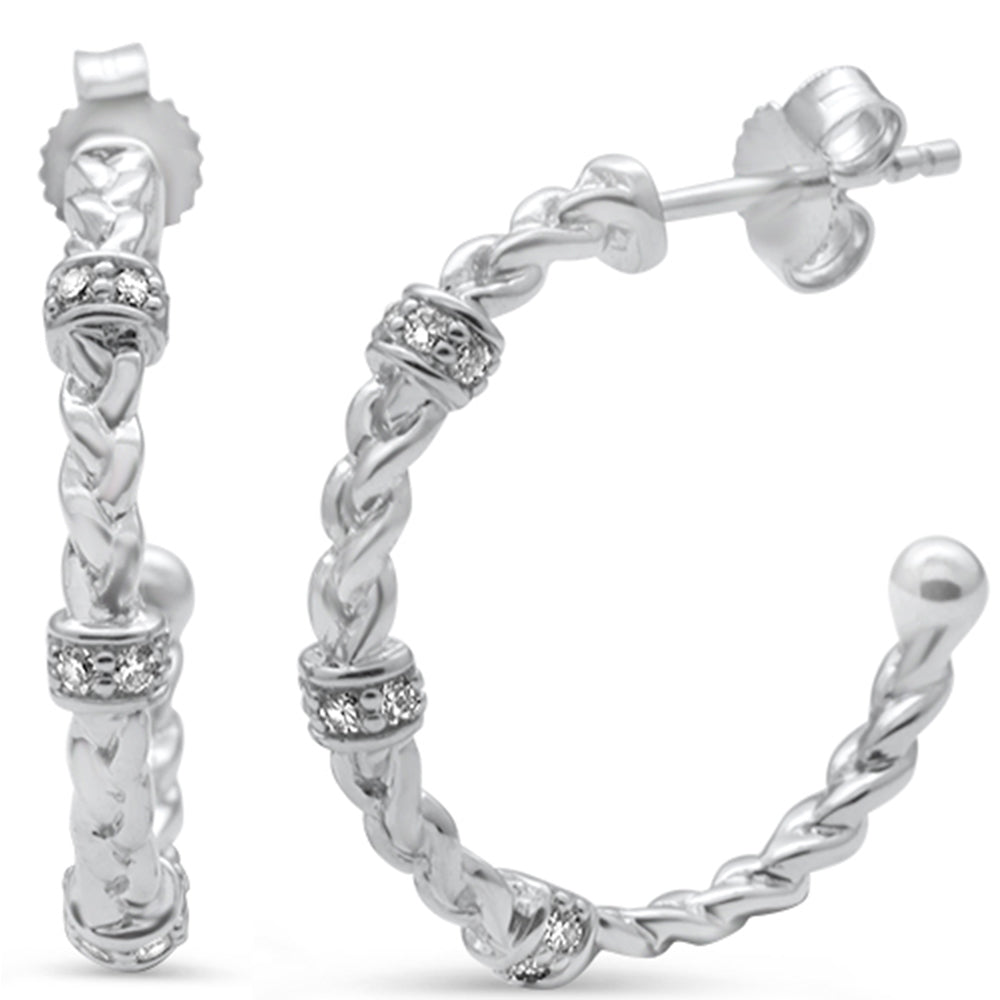 DIAMOND CLOSEOUT! .19ct G SI 14K White Gold Diamond Braided Hoop Earrings