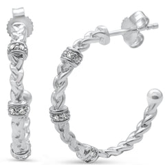 DIAMOND CLOSEOUT! .19ct G SI 14K White Gold Diamond Braided Hoop Earrings