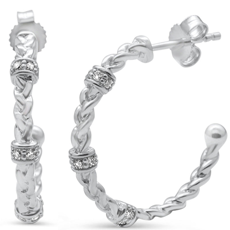 DIAMOND CLOSEOUT! .19ct G SI 14K White Gold Diamond Braided Hoop Earrings