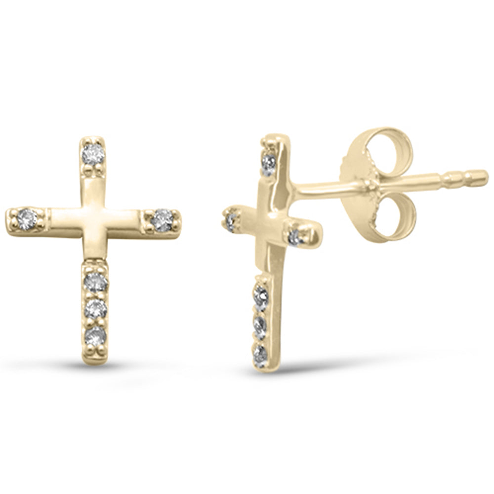 DIAMOND CLOSEOUT! .10ct G SI 14K Yellow Gold Diamond Cross Earrings
