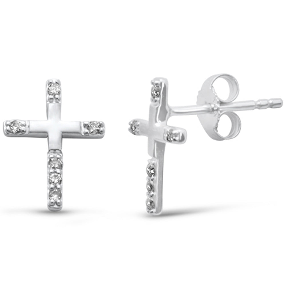 DIAMOND CLOSEOUT! .10ct G SI 14K White Gold Diamond Cross Earrings