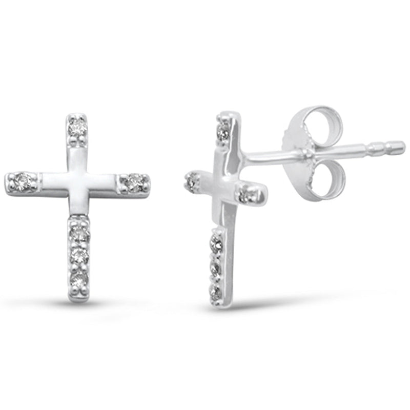DIAMOND CLOSEOUT! .10ct G SI 14K White Gold Diamond Cross Earrings